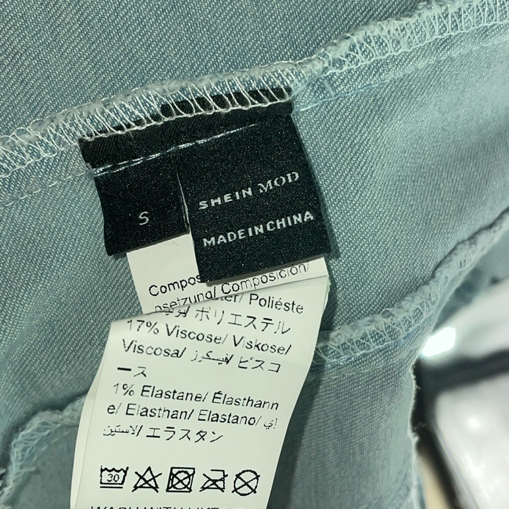 Shein MOD hanky hem tube denim top light wash - Picture 4 of 6